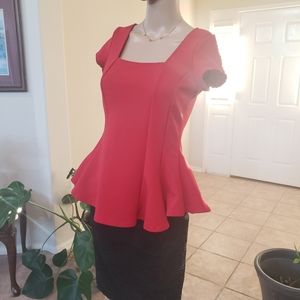 Manito S squareneck stretchy ribbed darted peplum top classy yet sexy